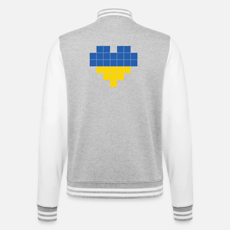 Pixel Heart Drapeau de l’Ukraine - Veste Teddy - gris chiné / blanc