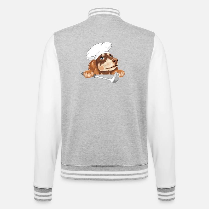 Teckel rêveur cuisinier avec une louche - Veste Teddy - gris chiné / blanc