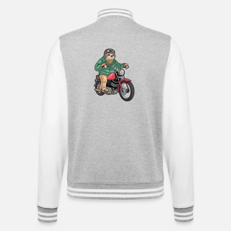 Faultier Motorrad - College-Sweatjacke - Grau meliert/Weiß