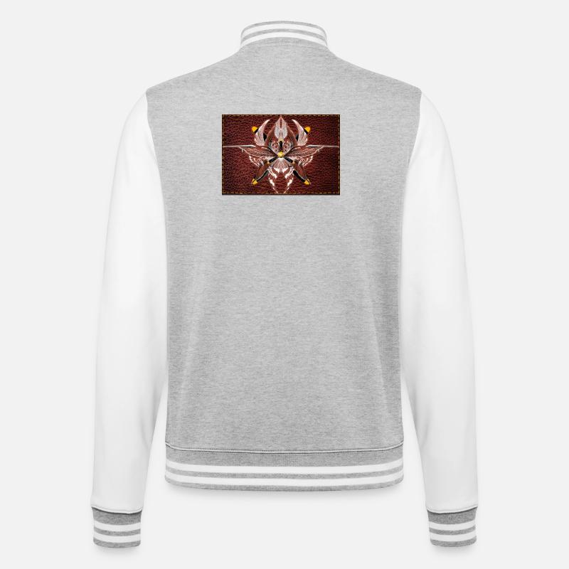 Mandala Firewing sur aspect cuir - Veste Teddy - gris chiné / blanc