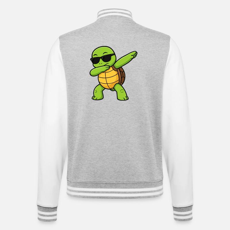 Dab Turtle with sunglasses - College Sweat Jacket - heather grey/white