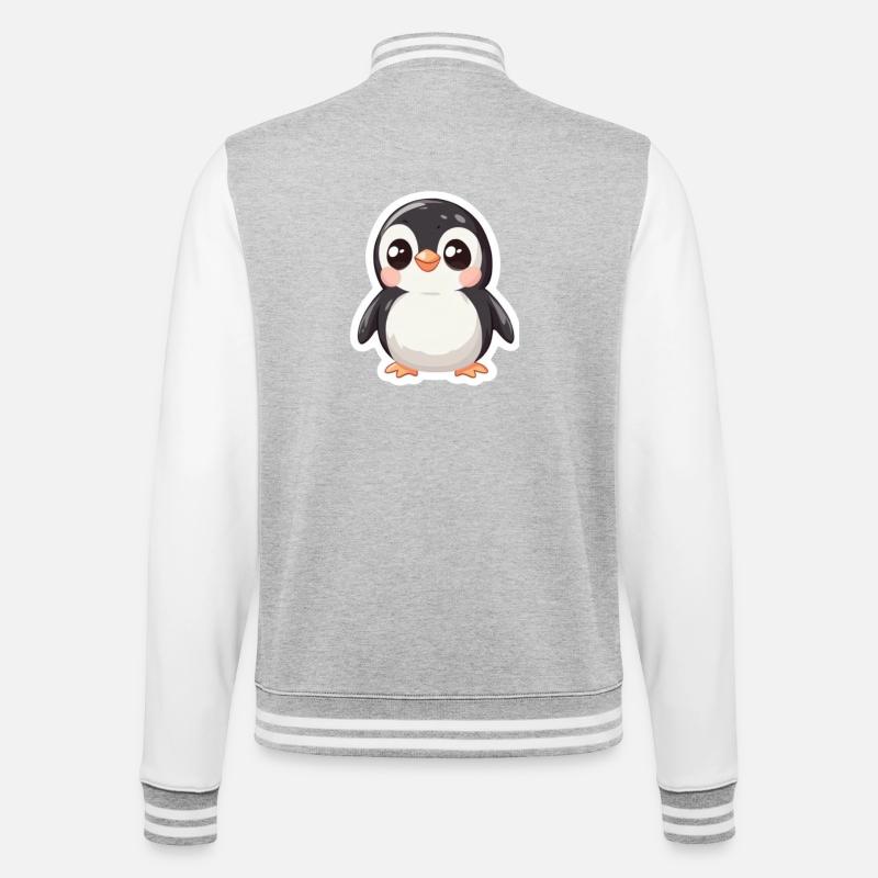 Pinguin - College-Sweatjacke - Grau meliert/Weiß