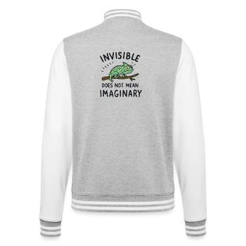 Dicton caméléon : invisible ≠ imaginaire - Veste Teddy - gris chiné / blanc - Dos - Marisol (170cm)
