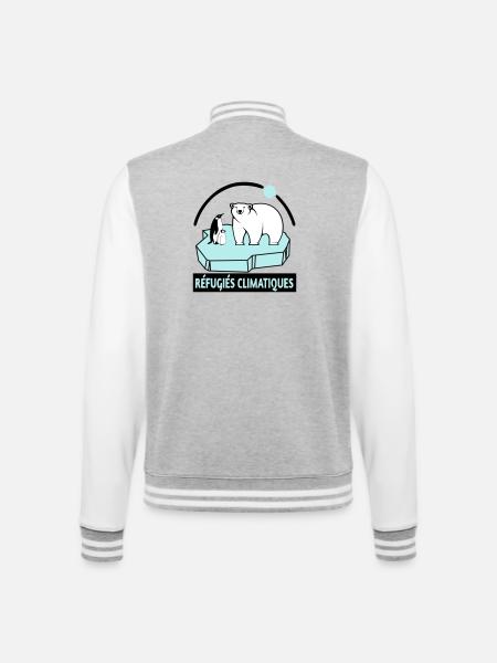 Réfugiés climatiques - Veste Teddy - gris chiné / blanc