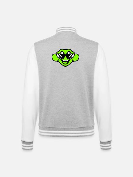 frog toad cool sunglasses laughing happy cute - College Sweat Jacket - heather grey/white