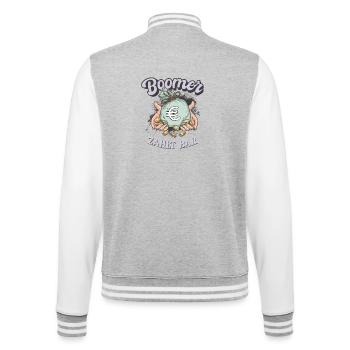 Boomer zahlt bar – Lustiges Bargeld Motiv - College-Sweatjacke - Grau meliert/Weiß - Hinten - Marisol (170cm)