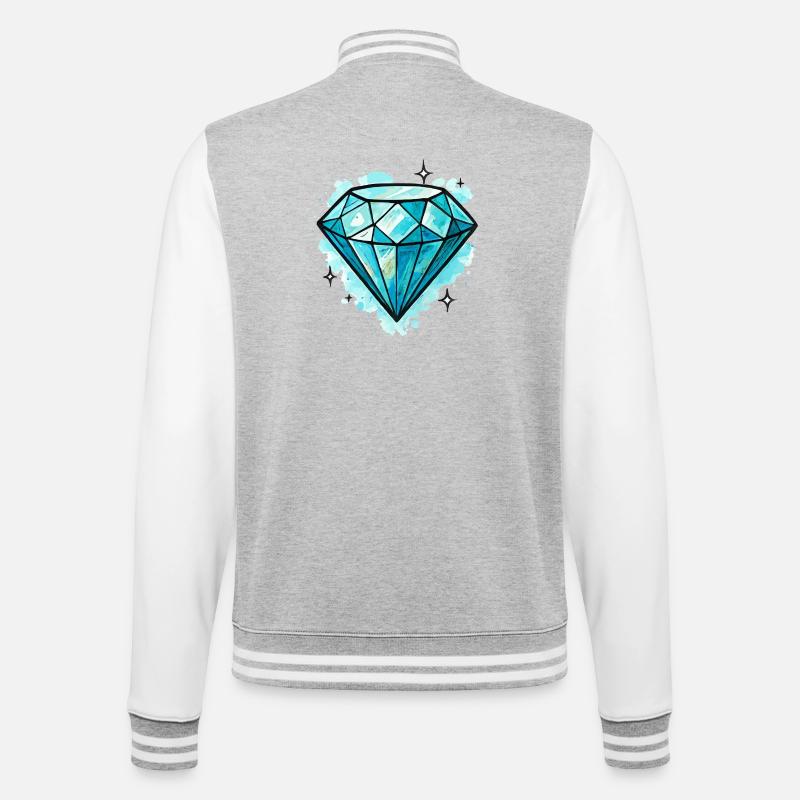 Illustration de cristal de diamant bleu - Veste Teddy - gris chiné / blanc