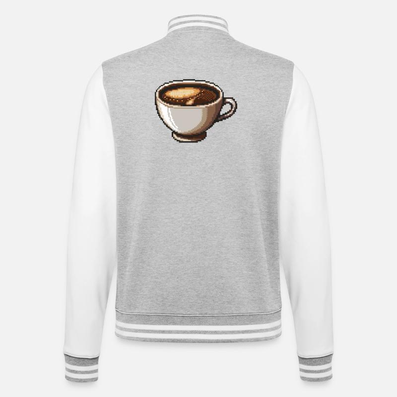 PixelCoffee Tasse à café Art - Veste Teddy - gris chiné / blanc