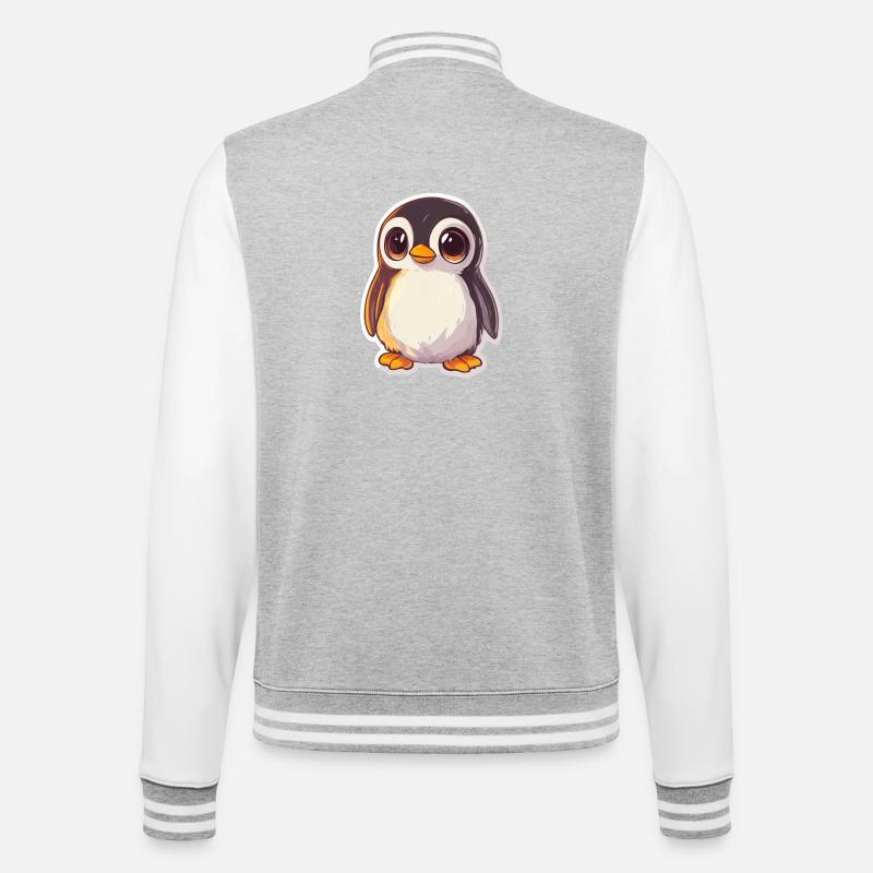 Pinguin - College-Sweatjacke - Grau meliert/Weiß