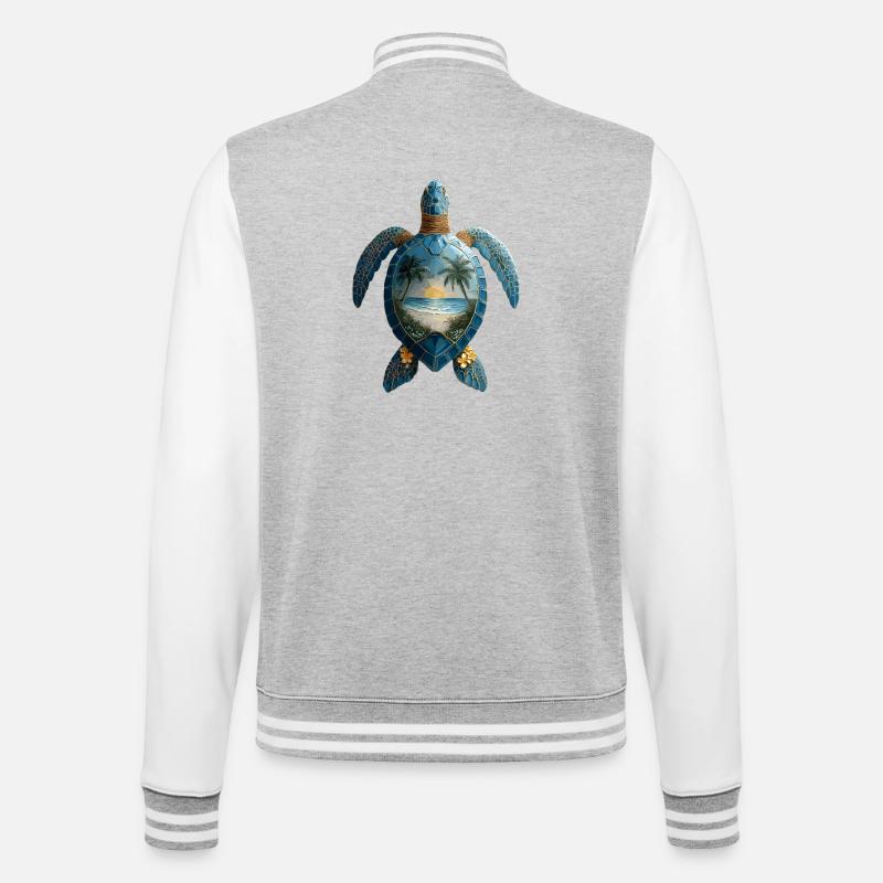 Turtle Waves Surf Turtle Surfer Turtles - College Sweat Jacket - heather grey/white