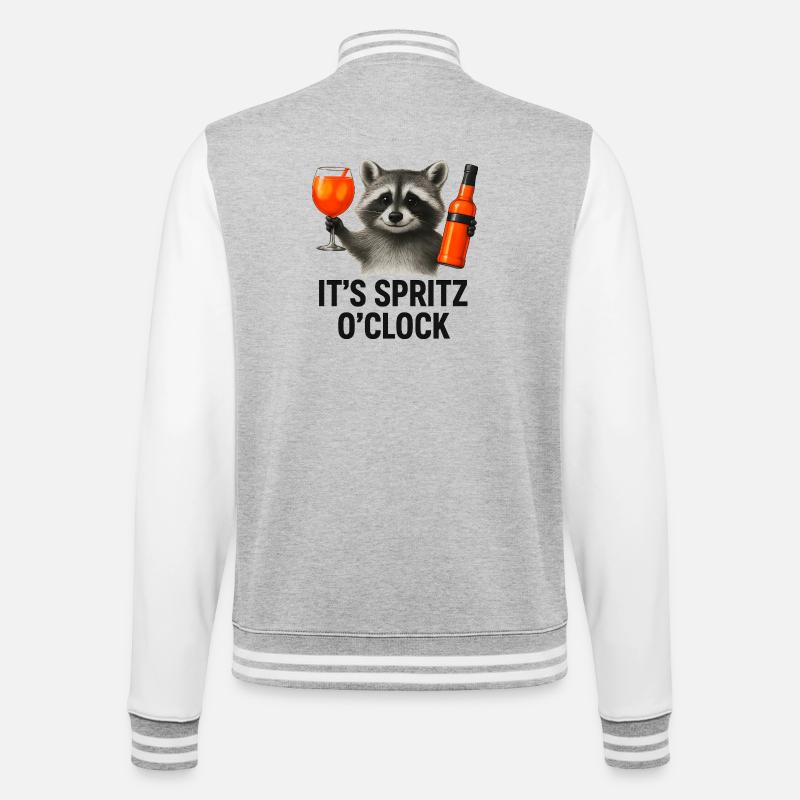 It's Spritz O'Clock Waschbär Party Geschenkidee - College-Sweatjacke - Grau meliert/Weiß