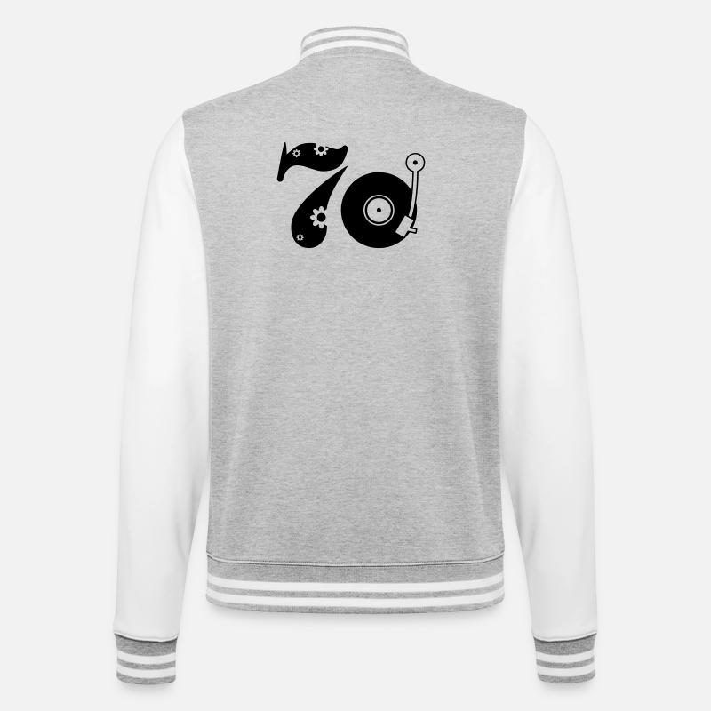 70er Siebzig Seventees - College-Sweatjacke - Grau meliert/Weiß