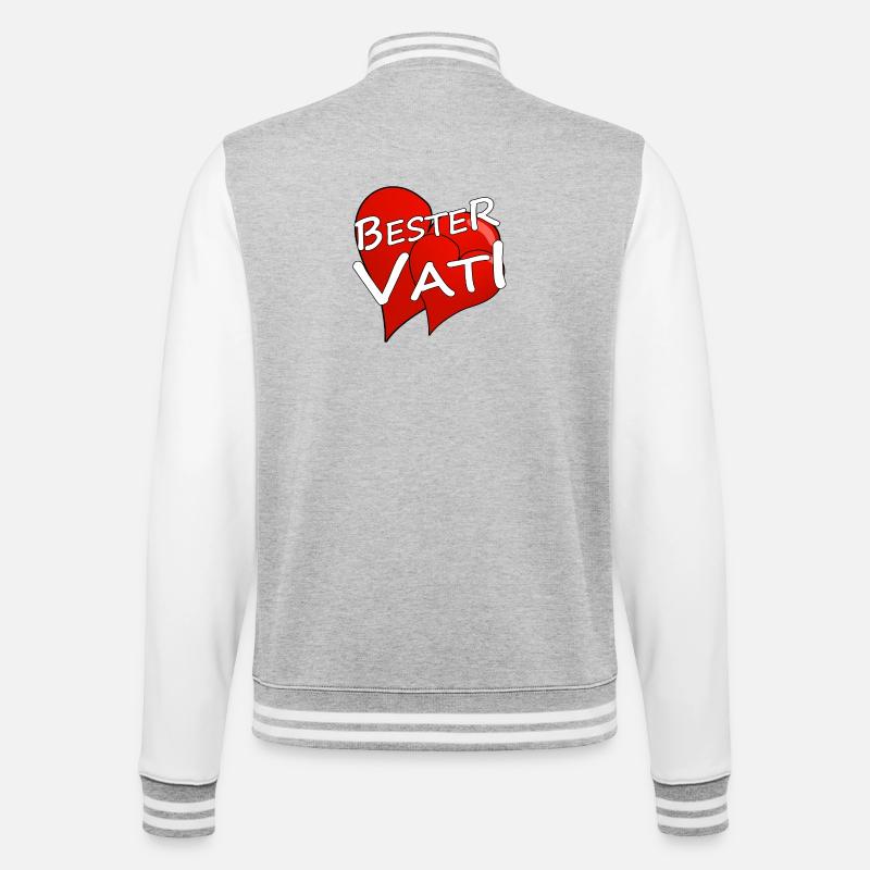 BESTER VATI - College-Sweatjacke - Grau meliert/Weiß