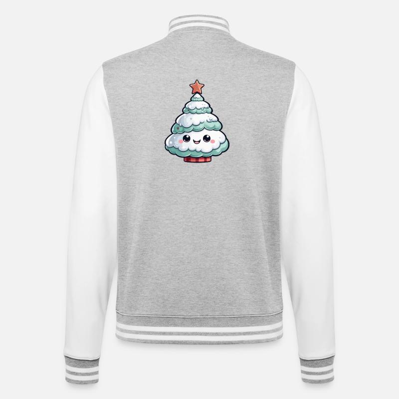 Pastellfarbener schneebedeckter Baum Stern - College-Sweatjacke - Grau meliert/Weiß