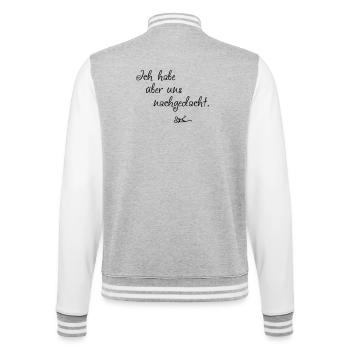 Ueber uns nachgedacht - College-Sweatjacke - Grau meliert/Weiß - Hinten - Marisol (170cm)