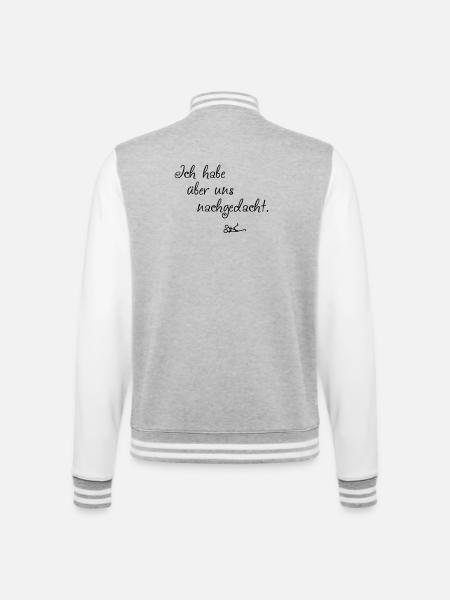 Ueber uns nachgedacht - College-Sweatjacke - Grau meliert/Weiß