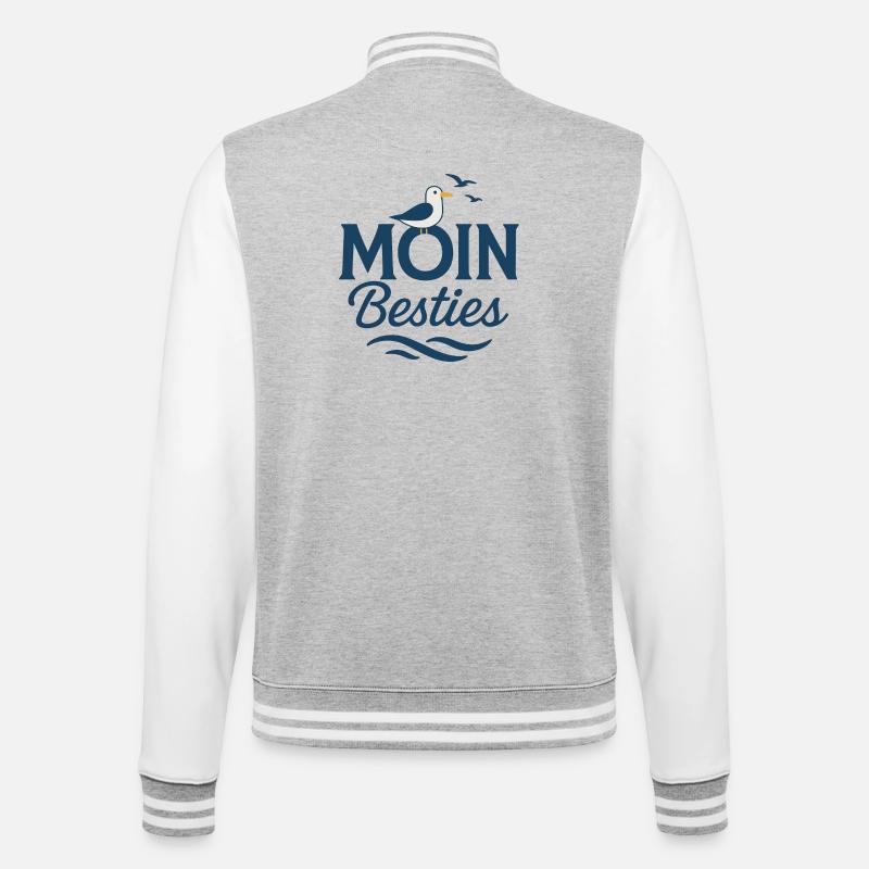 Moin Besties Salutation de la mer - Veste Teddy - gris chiné / blanc