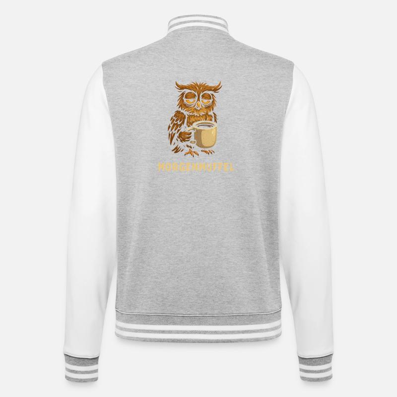 Morgenmuffel-Eule mit Kaffee - Veste Teddy - gris chiné / blanc