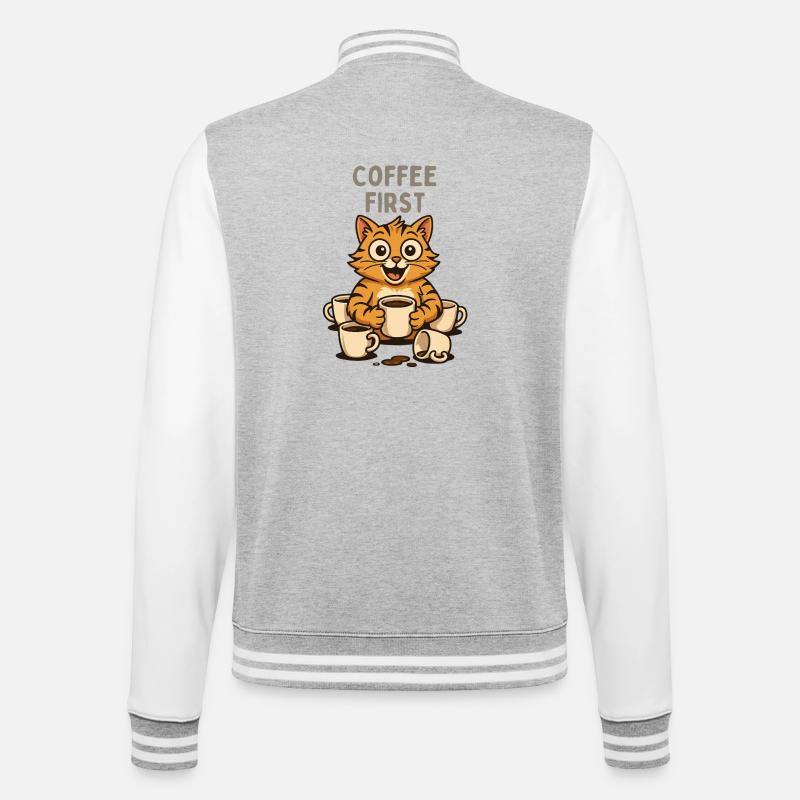 Coffee First Cats Cat Fun Espresso - College Sweat Jacket - heather grey/white