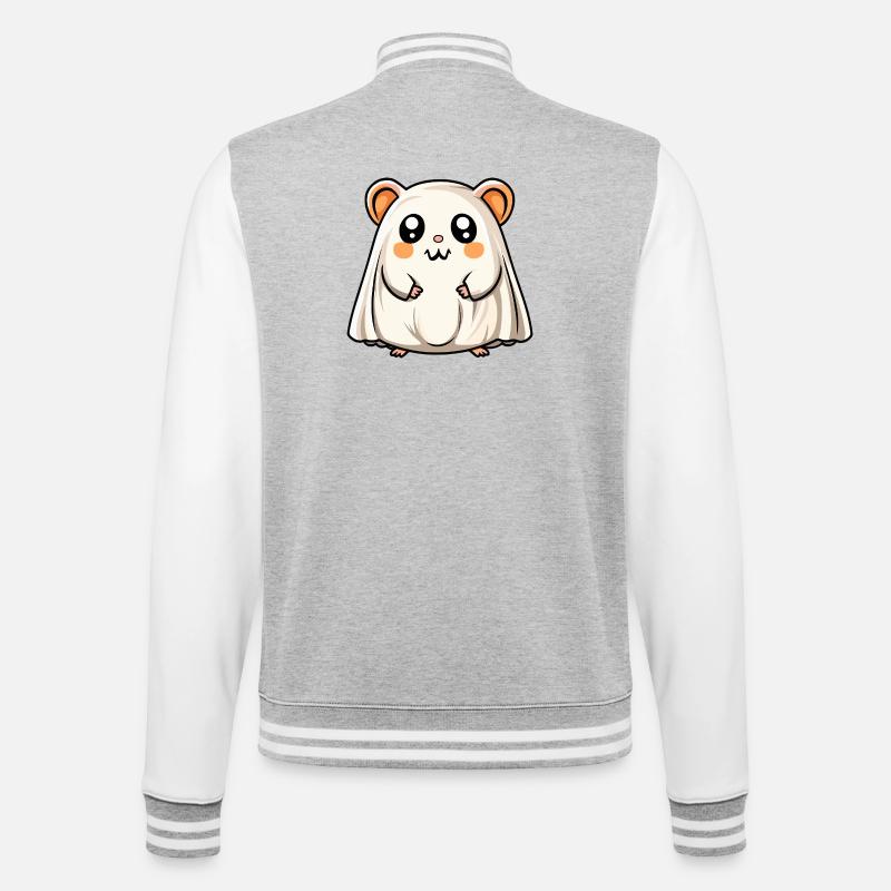 Hamster Halloween Ghost - College Sweat Jacket - heather grey/white