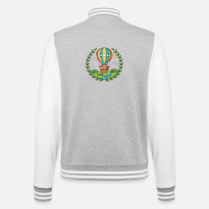 Bunte Heißluftballon Tierreise - College-Sweatjacke - Grau meliert/Weiß