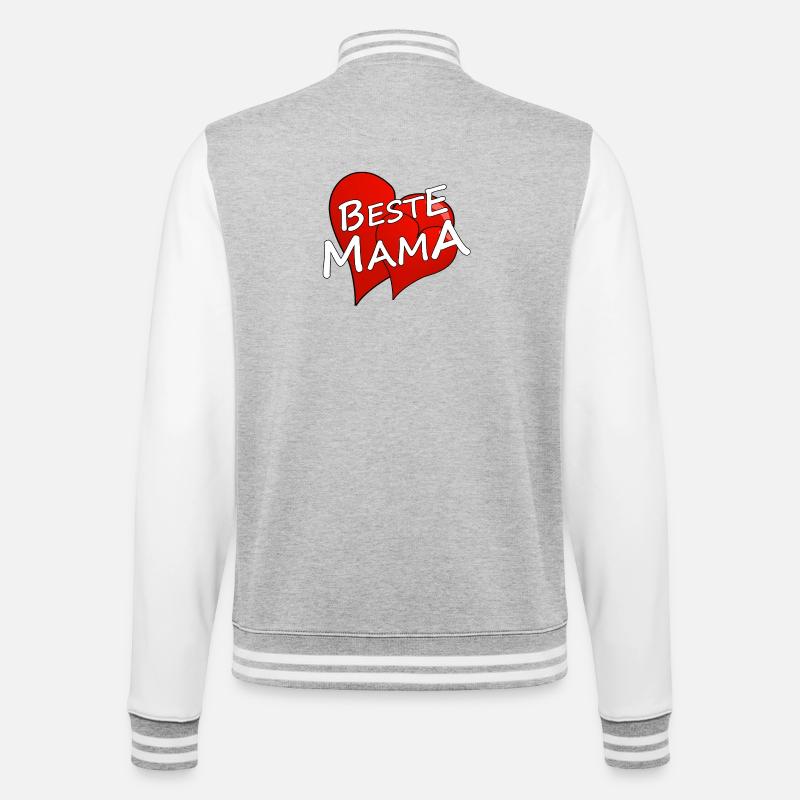 BESTE MAMA - College-Sweatjacke - Grau meliert/Weiß