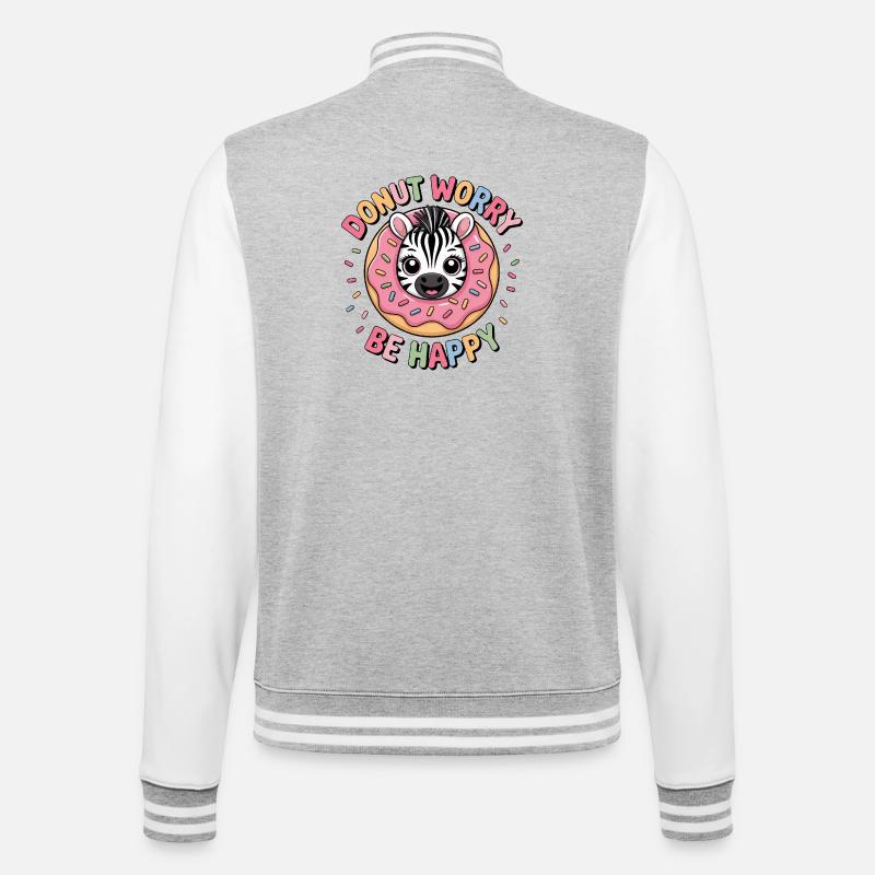 Zebra Donut Candy Dessert Bakery Fun - College Sweat Jacket - heather grey/white