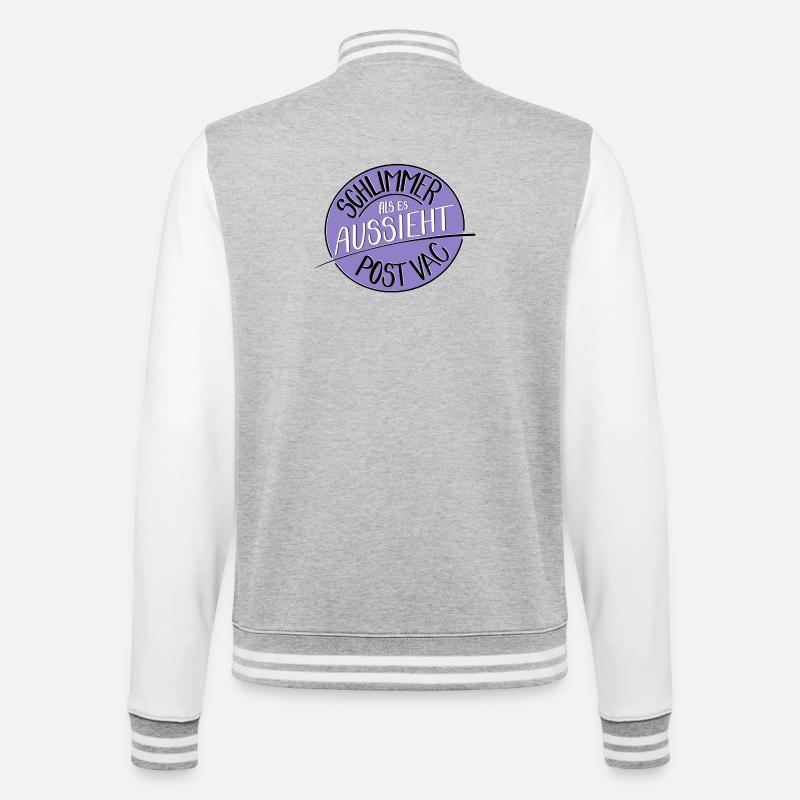 Schlimmer als es aussieht, Post Vac - College-Sweatjacke - Grau meliert/Weiß