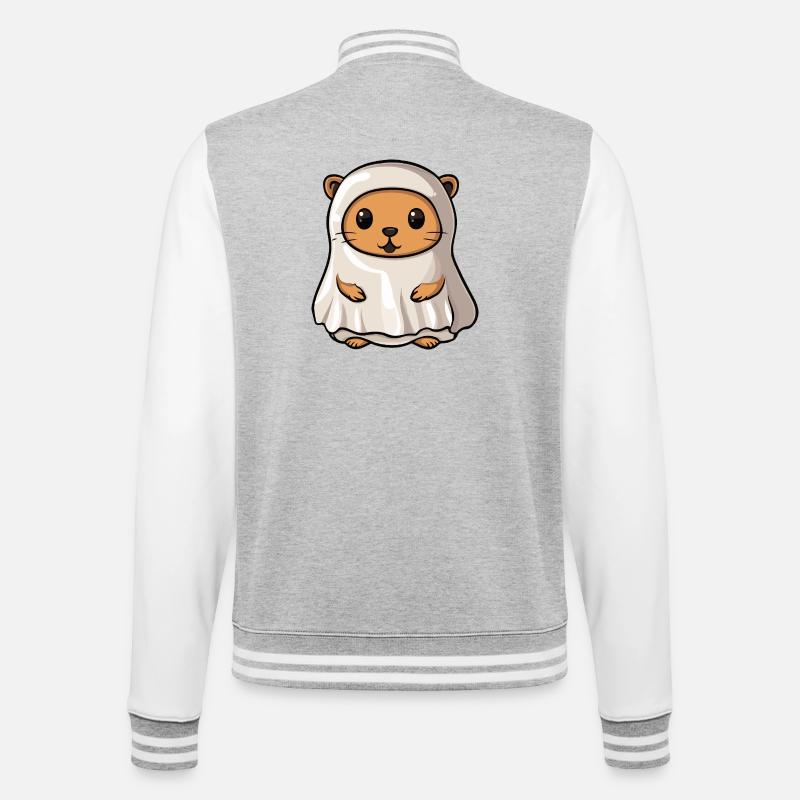 Beaver Halloween Ghost - College Sweat Jacket - heather grey/white