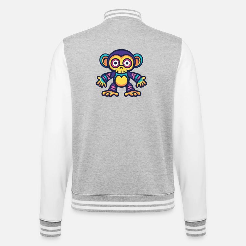 Affe Halloween Zombie - College-Sweatjacke - Grau meliert/Weiß