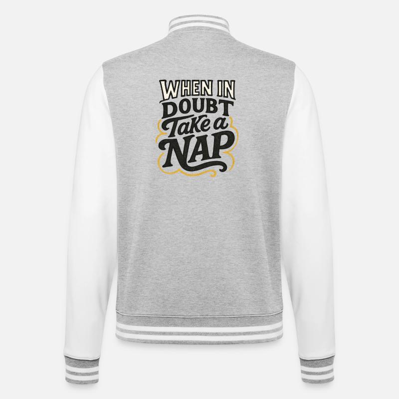 When in Doubt Take a Nap - College Sweat Jacket - heather grey/white