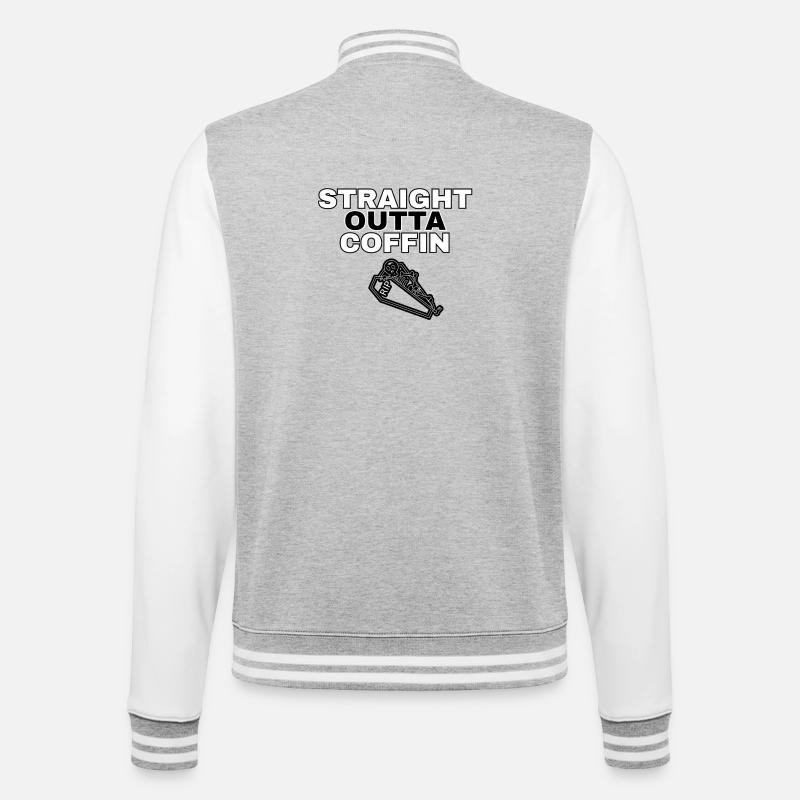 Conception de squelette de cercueil droit - Veste Teddy - gris chiné / blanc