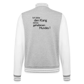 Klang des Mundes - College-Sweatjacke - Grau meliert/Weiß - Hinten - Marisol (170cm)