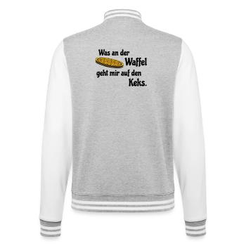 Waffel auf Keks - College-Sweatjacke - Grau meliert/Weiß - Hinten - Marisol (170cm)