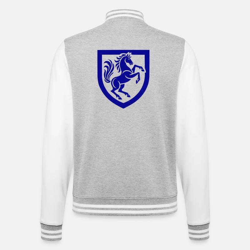 Silhouette de signe de cheval bleu - Veste Teddy - gris chiné / blanc