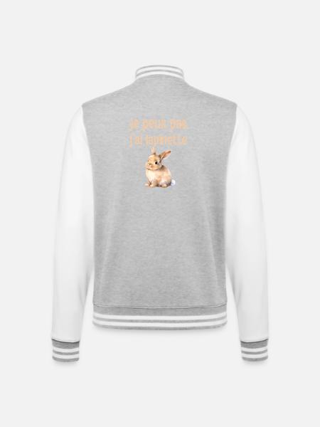 Ich kann nicht, ich habe ein Kaninchen - College-Sweatjacke - Grau meliert/Weiß