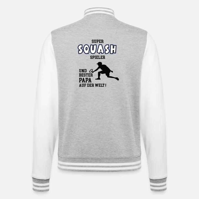 Squash Spieler Squasher Papa Vater Mann - College-Sweatjacke - Grau meliert/Weiß