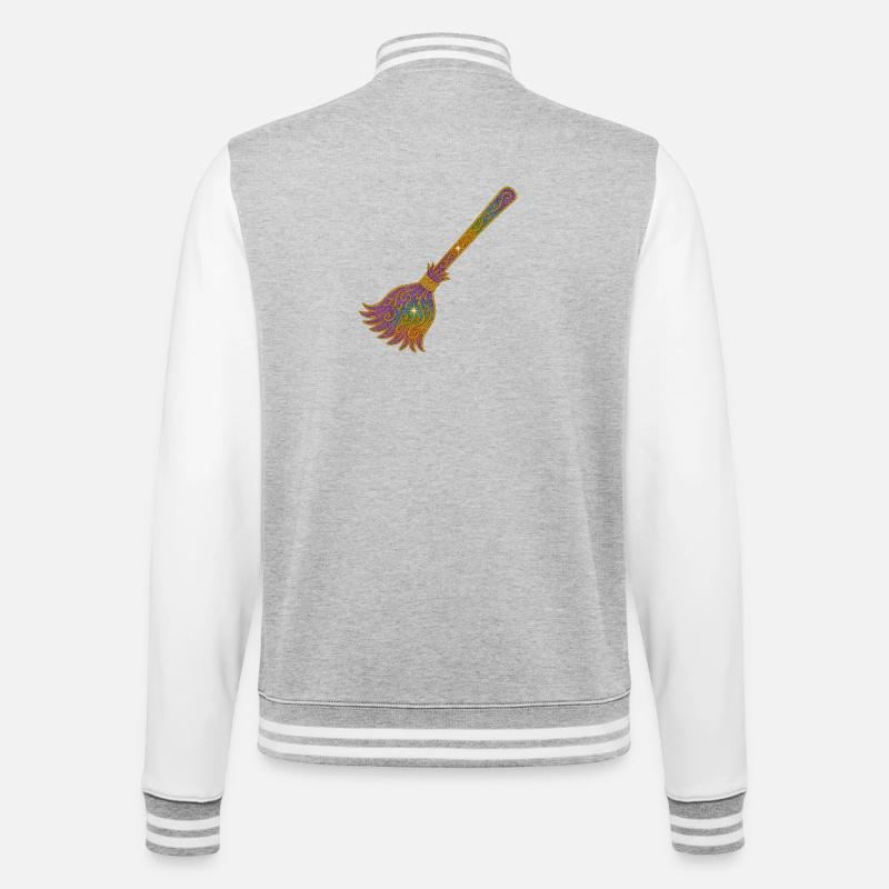 Rainbow Glitter Broom Magic - College Sweat Jacket - heather grey/white