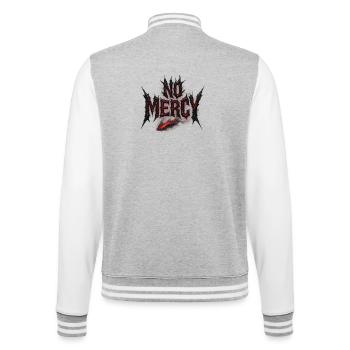 No Mercy Design – Fearless and Uncompromising - College Sweat Jacket - heather grey/white - Back - Marisol (170cm)