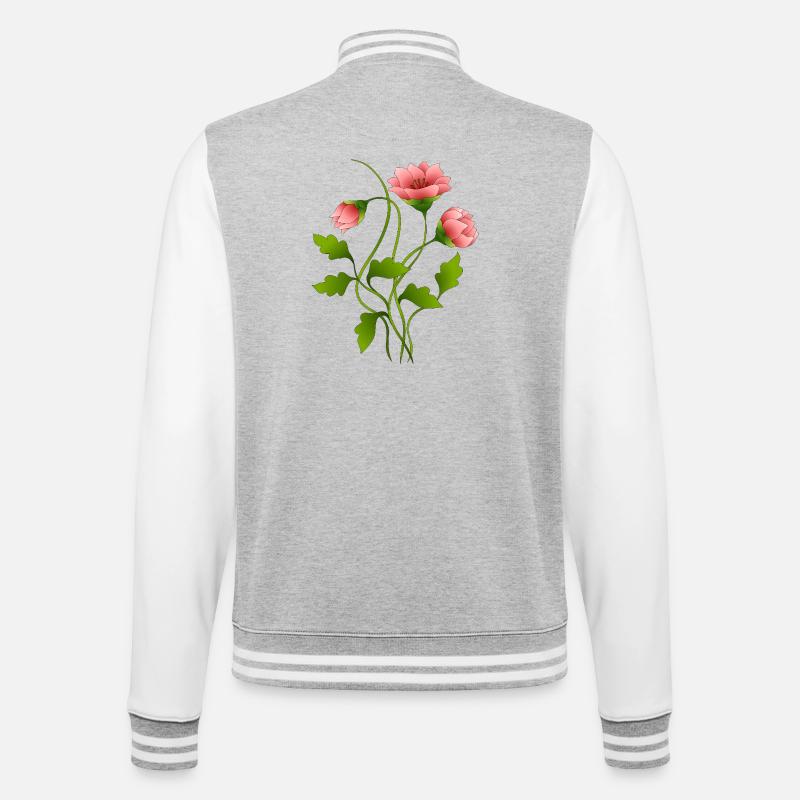 Blumen - College-Sweatjacke - Grau meliert/Weiß
