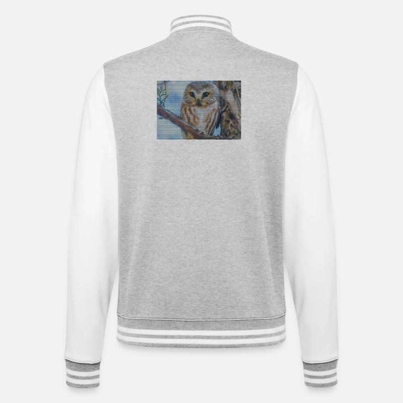 Abendwald Eulenblick - College-Sweatjacke - Grau meliert/Weiß