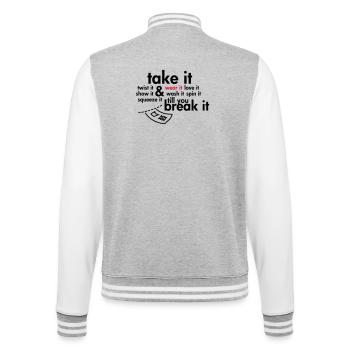 Take it & wear it.. - College-Sweatjacke - Grau meliert/Weiß - Hinten - Marisol (170cm)