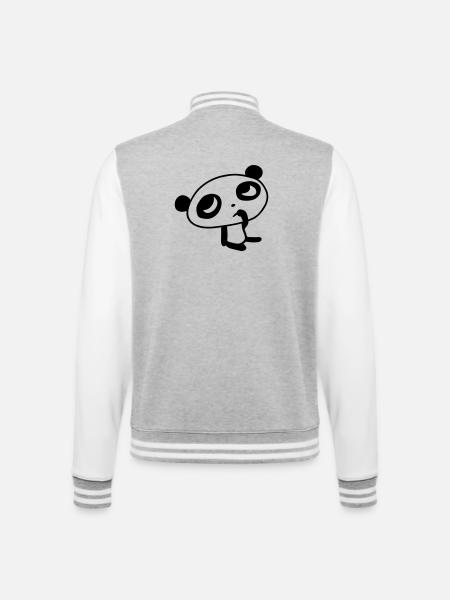 Cute Panda – Kawaii Bear & Bamboo Design - College Sweat Jacket - heather grey/white