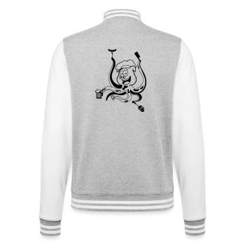 Grill-Speck-Takel - College-Sweatjacke - Grau meliert/Weiß - Hinten - Marisol (170cm)