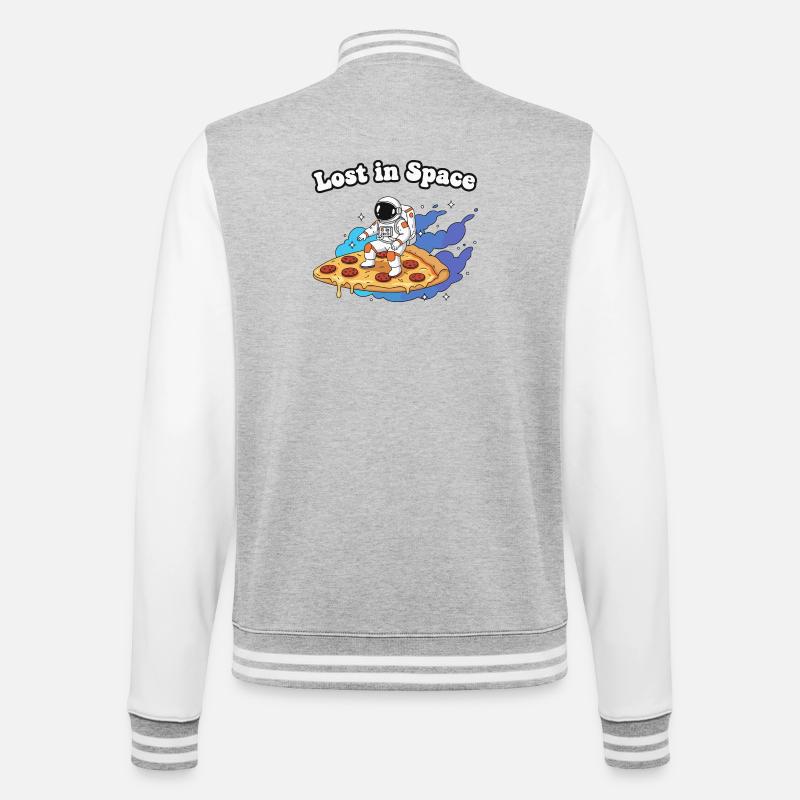 Astronaute sur une pizza dans l’espace - Veste Teddy - gris chiné / blanc
