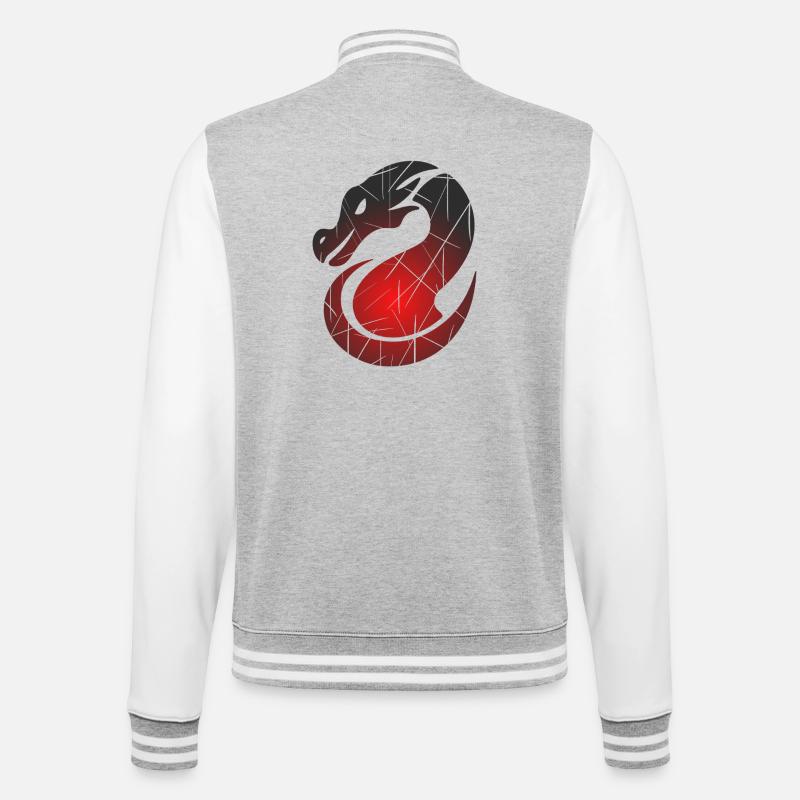 Red Dragon with Split Texture - College Sweat Jacket - heather grey/white