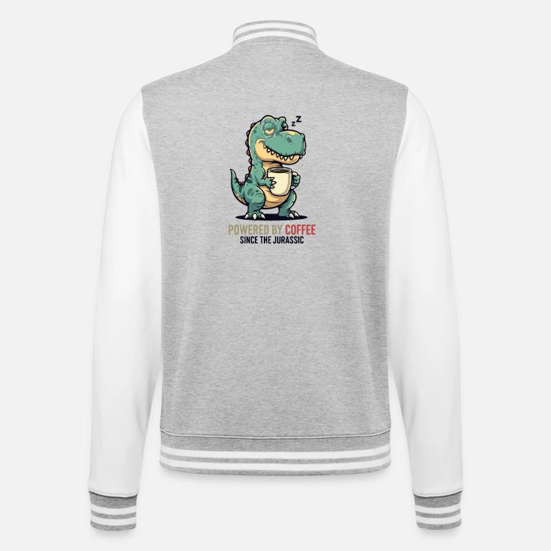 Dino Café Humour - Veste Teddy - gris chiné / blanc