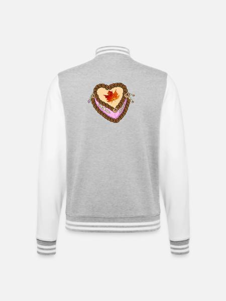 Herbst Cremeals Herz süsses  - College-Sweatjacke - Grau meliert/Weiß
