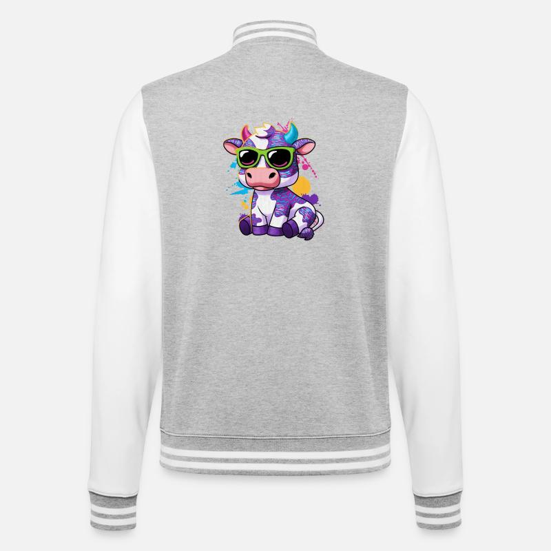 Kuhbauer Milchbauer Bauer Bauernhof Motiv - College-Sweatjacke - Grau meliert/Weiß