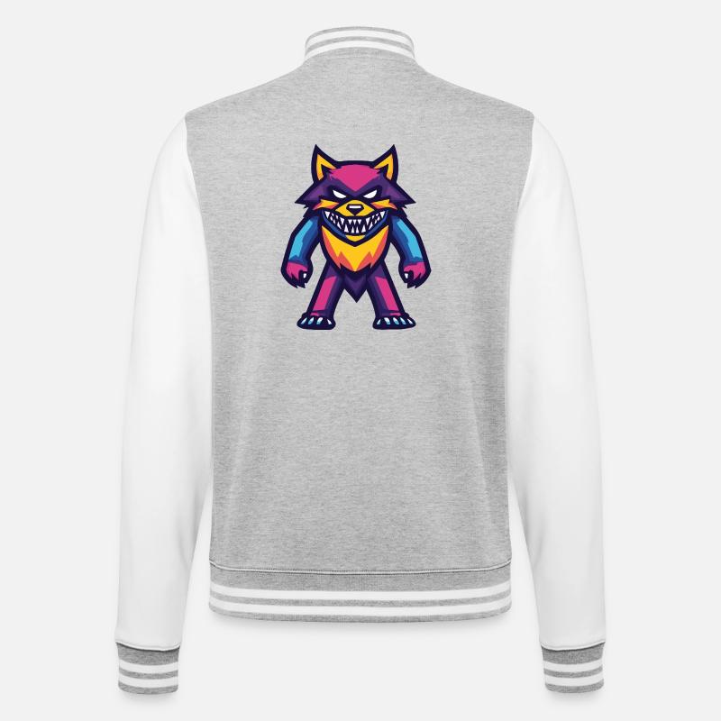 Wolf Halloween Zombie - College Sweat Jacket - heather grey/white